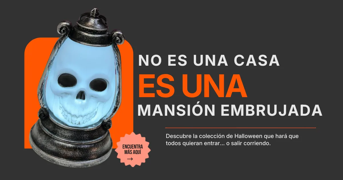 Lámpara de calavera iluminada — decoración de Halloween en Bazar Guerrero