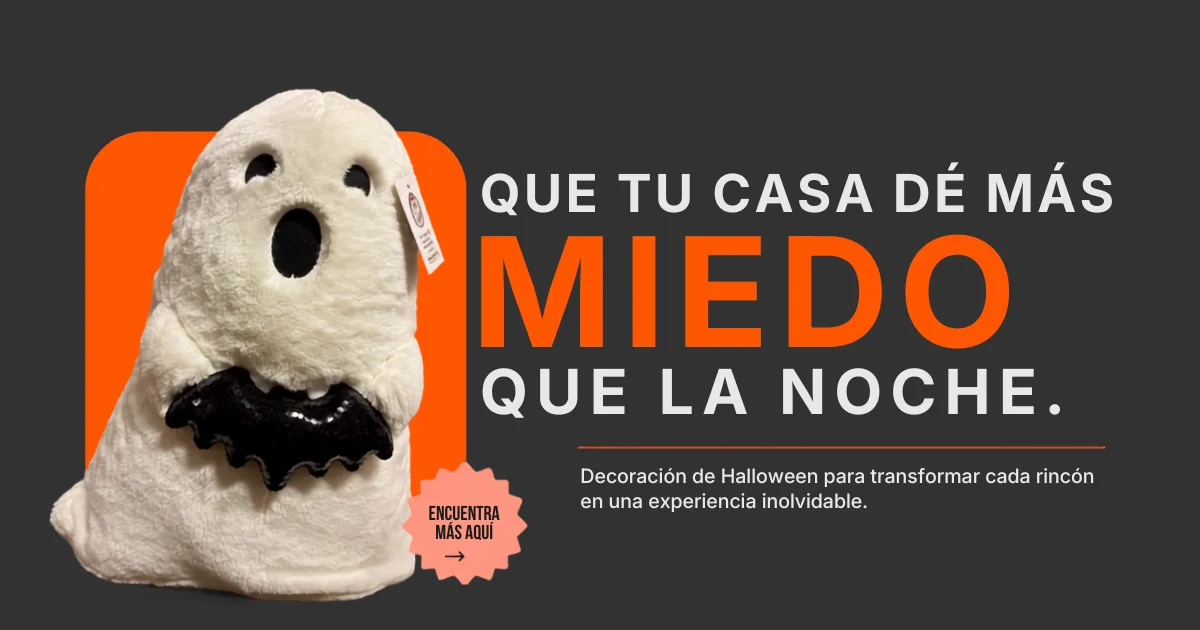 Peluche de fantasma con tazón de murciélago — decoración de Halloween en Bazar Guerrero
